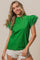 BiBi Solid Woven Circle Trim Ruffle Top